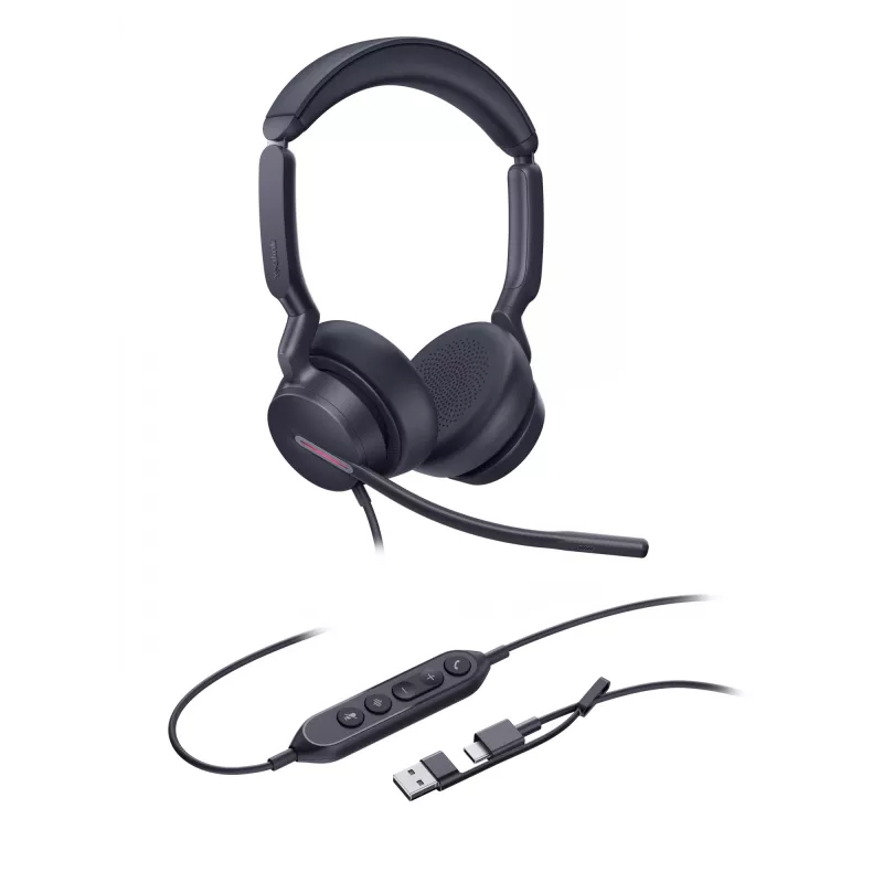 Yealink UH46 Dual UC USB-C/A ausinės, laidinės, 20–20000 Hz, biurui/skambučių centrui, 166 g, juodos