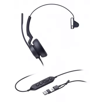 Yealink UH46 Mono Teams USB-C/A ausinės, laidinės, 20–20000 Hz, biurui/skambučių centrui, 127 g, juodos