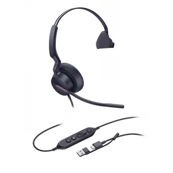 Yealink UH46 Mono Teams USB-C/A ausinės, laidinės, 20–20000 Hz, biurui/skambučių centrui, 127 g, juodos