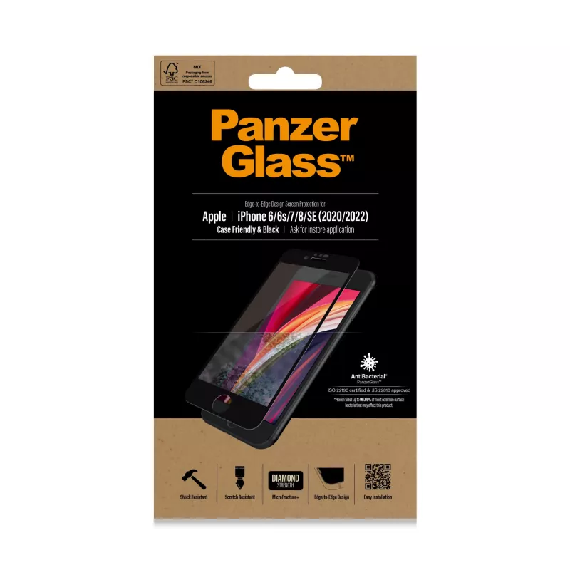 PanzerGlass® ekrano apsauga iPhone 8 | 7 | 6s | 6 | SE (2020/2022) | nuo krašto iki krašto