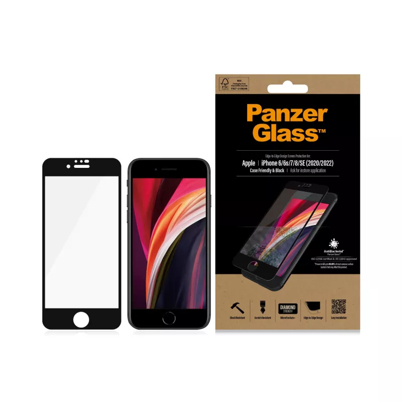 PanzerGlass® ekrano apsauga iPhone 8 | 7 | 6s | 6 | SE (2020/2022) | nuo krašto iki krašto
