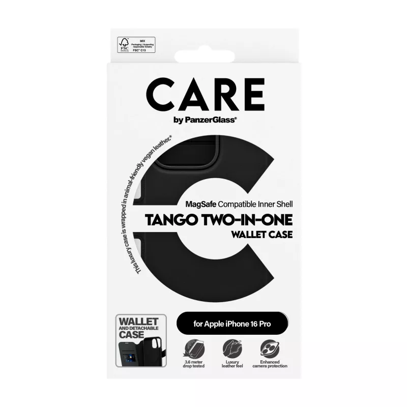 PanzerGlass CARE™ by ® Tango 2-in-1 Dėklas su Pinigine ir MagSafe iPhone 16 Pro