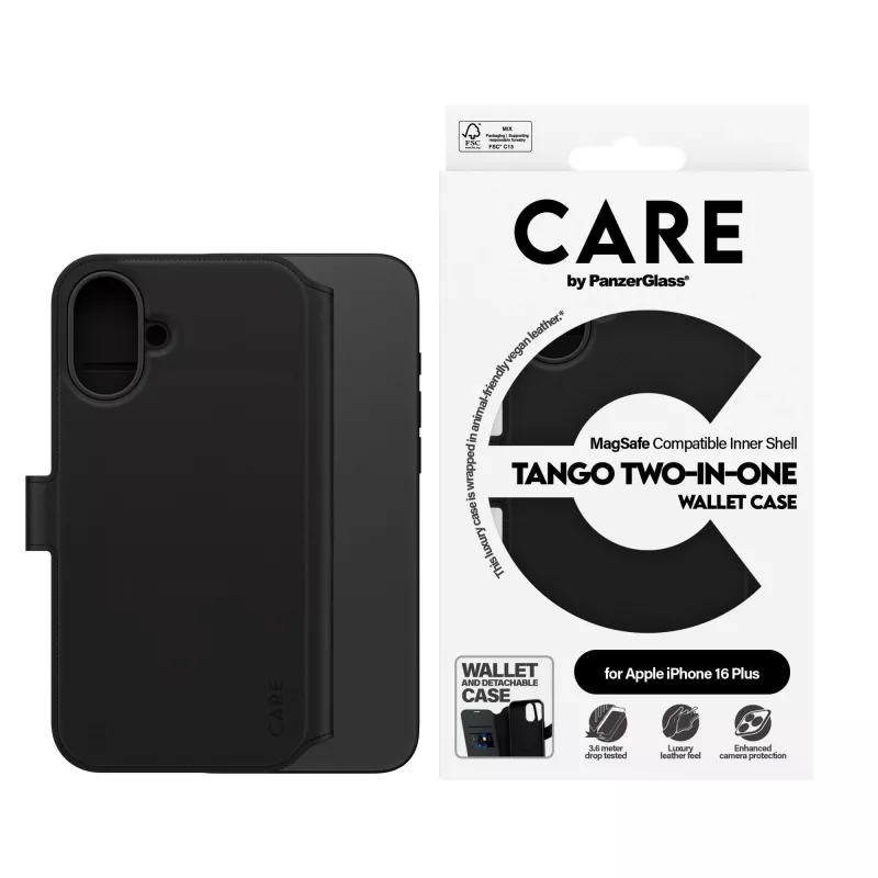 PanzerGlass CARE™ by ® Tango 2-in-1 Dėklas su Pinigine ir MagSafe iPhone 16 Plus