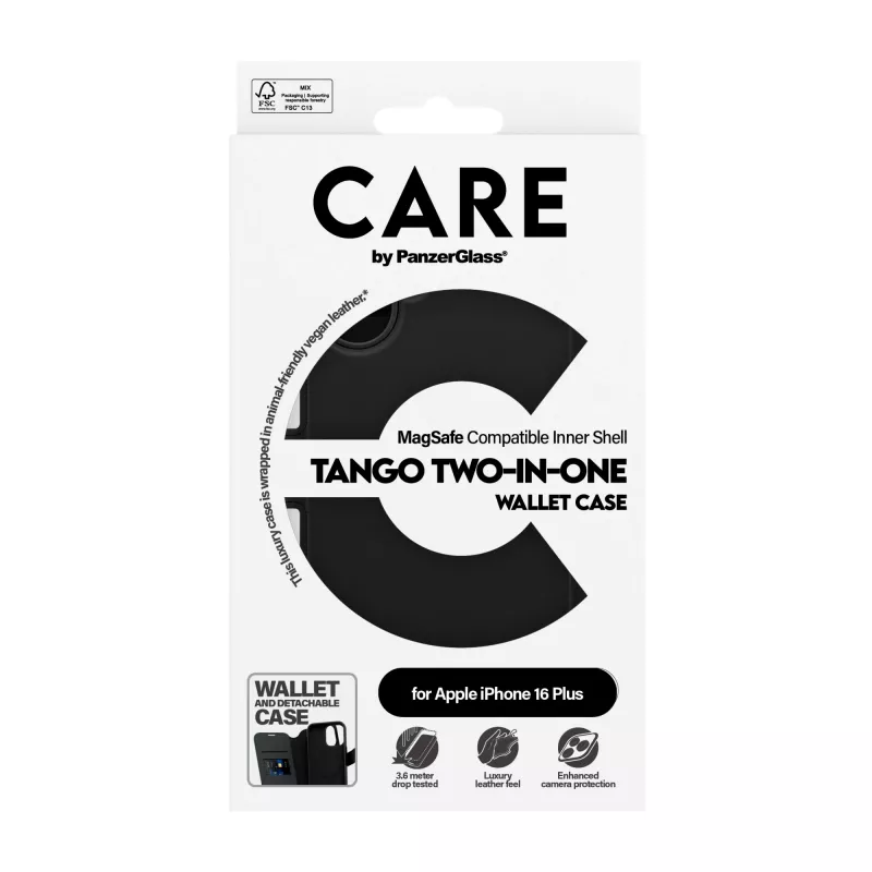 PanzerGlass CARE™ by ® Tango 2-in-1 Dėklas su Pinigine ir MagSafe iPhone 16 Plus