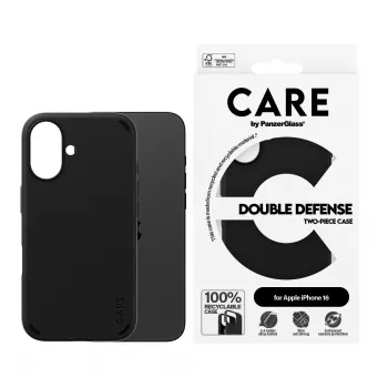 PanzerGlass CARE™ by ® Double Defense Case Black iPhone 16 – Dėklas iPhone 16, Juodas