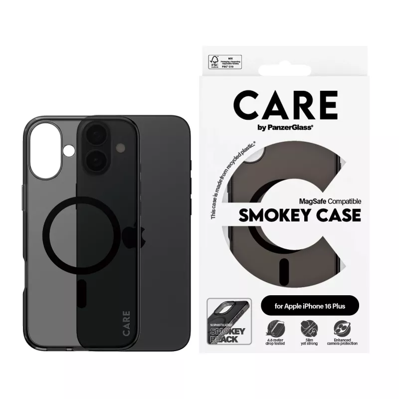 PanzerGlass CARE™ by ® Urban Combat Case Smokey su juodu MagSafe iPhone 16 Plus