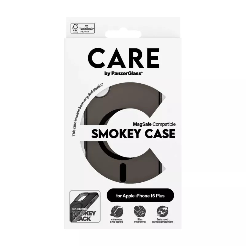 PanzerGlass CARE™ by ® Urban Combat Case Smokey su juodu MagSafe iPhone 16 Plus
