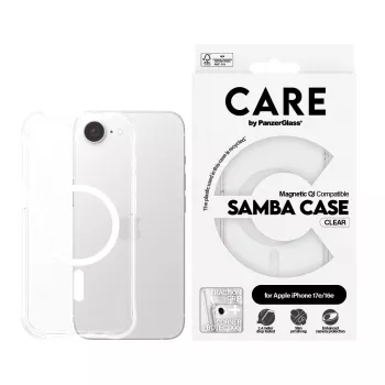 PanzerGlass CARE™ by ® Samba Dėklas Skaidrus su Baltu Qi suderinamas iPhone 17e | 16e
