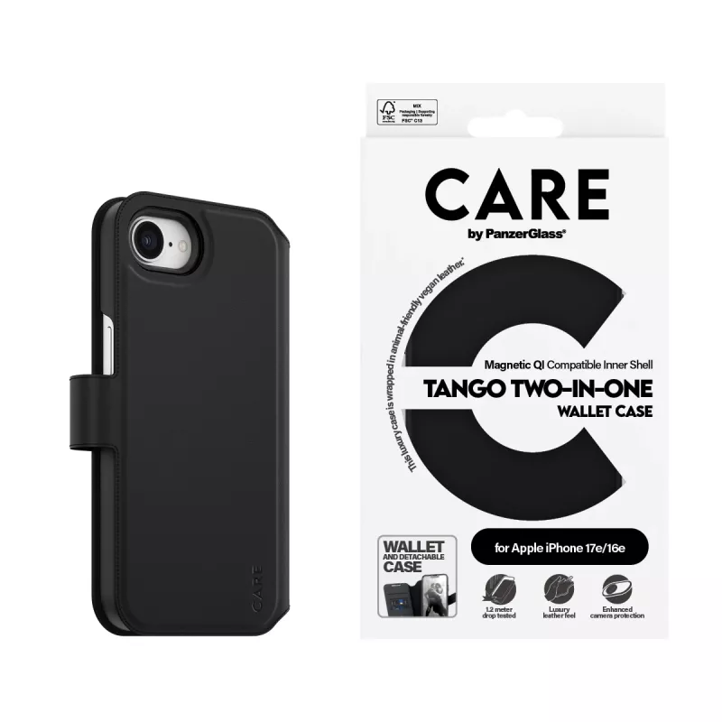 PanzerGlass CARE™ by ® Tango 2-in-1 Dėklas su Pinigine ir Qi, skirtas iPhone 17e | 16e