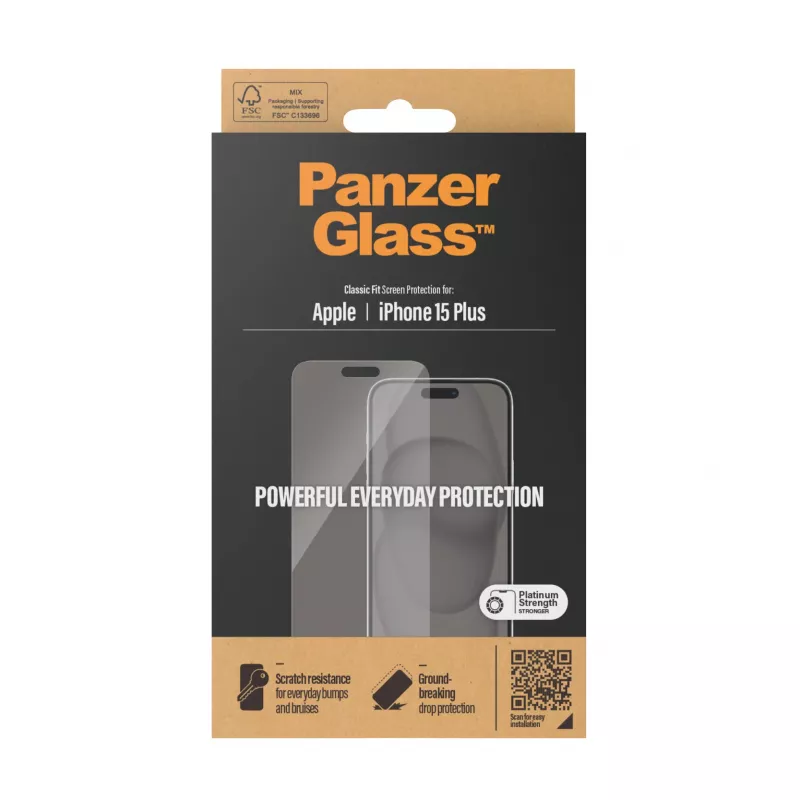 PanzerGlass® apsauginis stiklas iPhone 15 Plus | Classic Fit