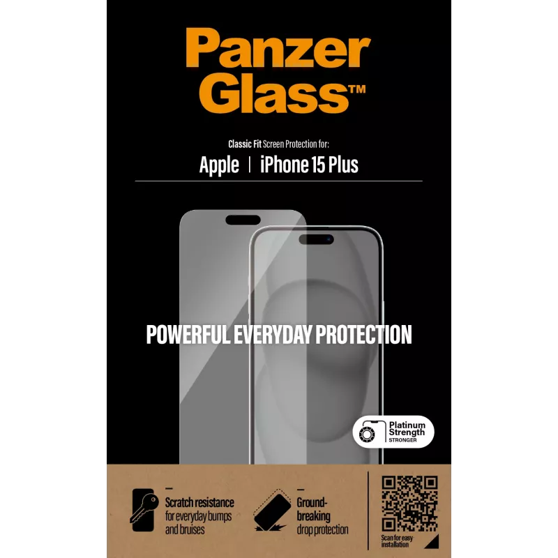PanzerGlass® apsauginis stiklas iPhone 15 Plus | Classic Fit