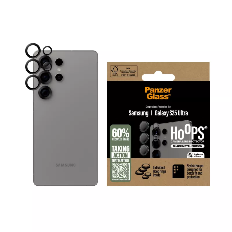 PanzerGlass® Hoops® kameros objektyvo apsauga juoda Samsung Galaxy S25 Ultra