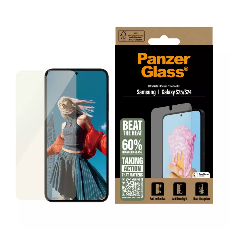 PanzerGlass® All-in-One apsauginis stiklelis Samsung Galaxy S25 | S24 | Ultra Wide Fit