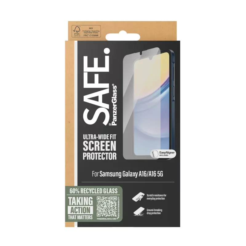 PanzerGlass SAFE. by ® Ekrano apsauginis stiklas Samsung Galaxy A16 | A16 5G | Ultra-Wide Fit