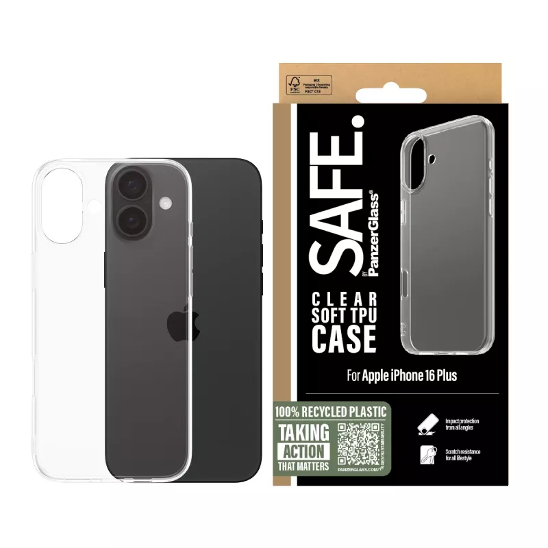 PanzerGlass SAFE. by ® TPU Dėklas Skaidrus iPhone 16 Plus