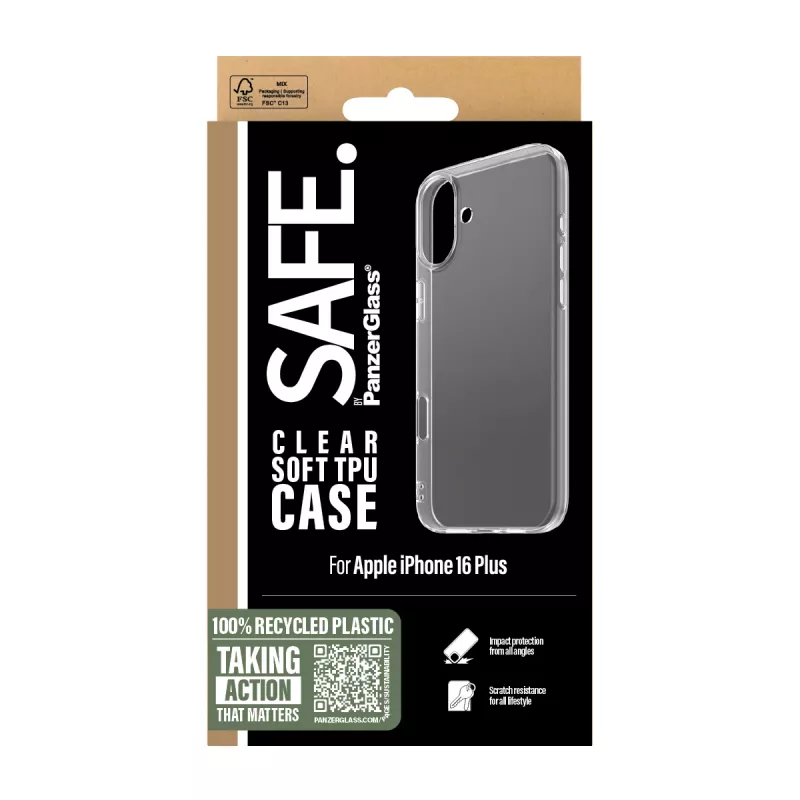 PanzerGlass SAFE. by ® TPU Dėklas Skaidrus iPhone 16 Plus