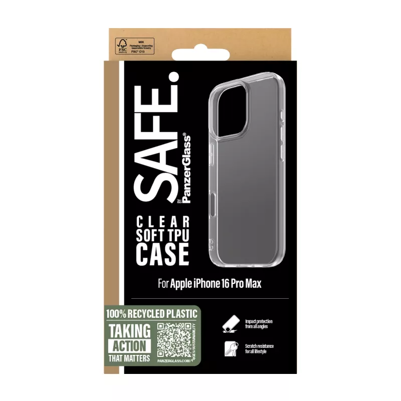 PanzerGlass SAFE. by ® TPU dėklas permatomas iPhone 16 Pro Max