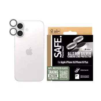 Apsauginis fotoaparato lęšių stikliukas PanzerGlass SAFE. Glitter Silver, skirtas iPhone '24 6,1 colio | 6,7 colio