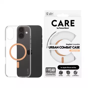 PanzerGlass CARE™ by ® Urban Combat Case Transparent w. Peachy MagSafe iPhone 16 Plus