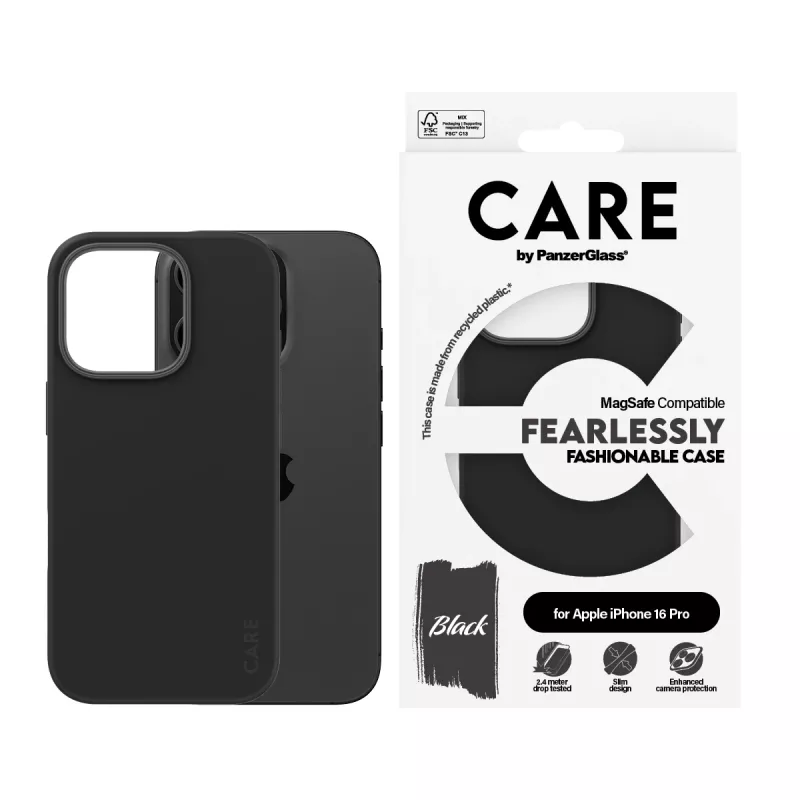 PanzerGlass CARE™ by ® Dėklas Black su MagSafe, iPhone 16 Pro, Juodas