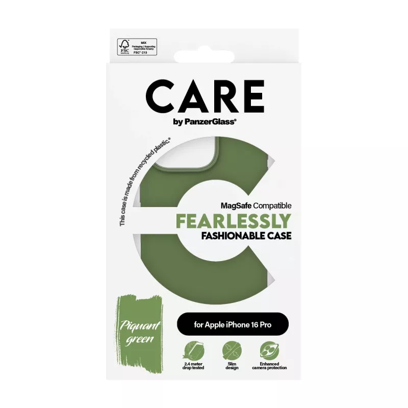 PanzerGlass CARE by ® Mados Dėklas Žalias su MagSafe iPhone '24 6.3 colio Pro