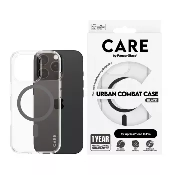 PanzerGlass CARE™ by ® Urban Combat Dėklas Skaidrus su Juodu MagSafe iPhone 16 Pro