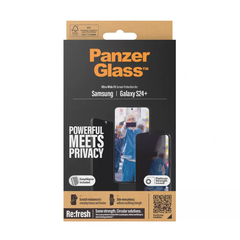 PanzerGlass® privatumo ekrano apsauga Samsung Galaxy S24+ | Ultra-Wide Fit su EasyAligner
