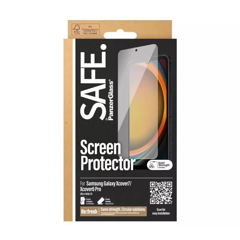 PanzerGlass SAFE. apsauginis stiklas Samsung Galaxy Xcover7 – Ultra-Wide Fit