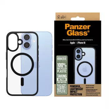 PanzerGlass HardCase Skaidrus su Juodu MagSafe Rėmeliu iPhone 16