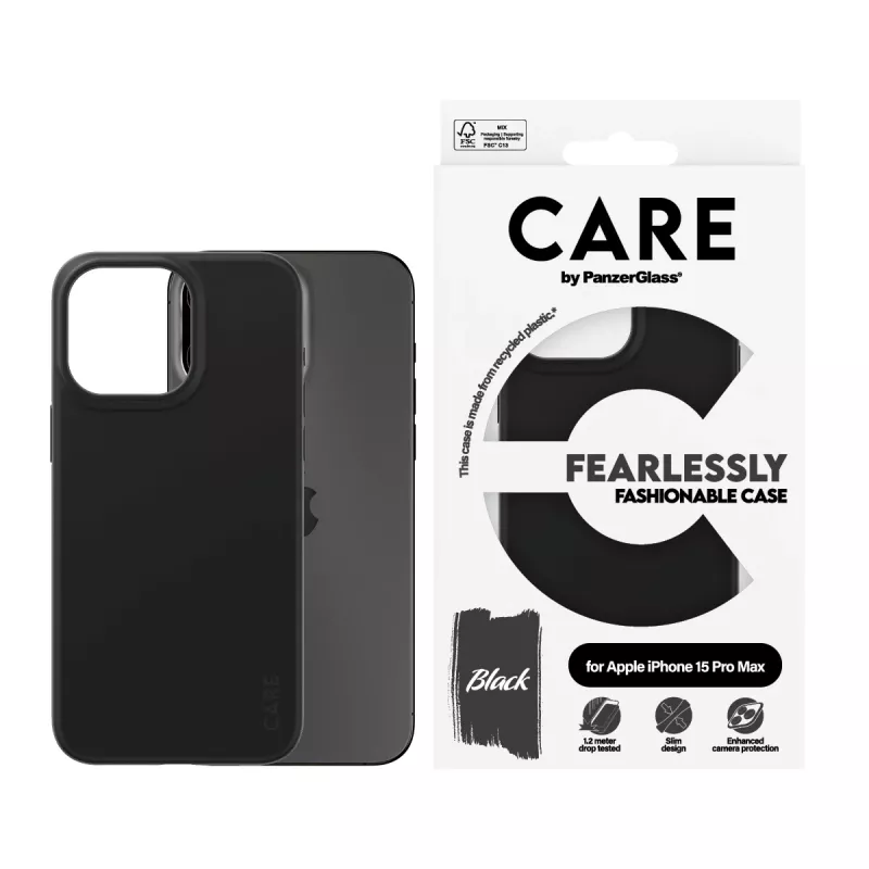 PanzerGlass CARE by Fashionable Case juodas iPhone 15 Pro Max dėklas