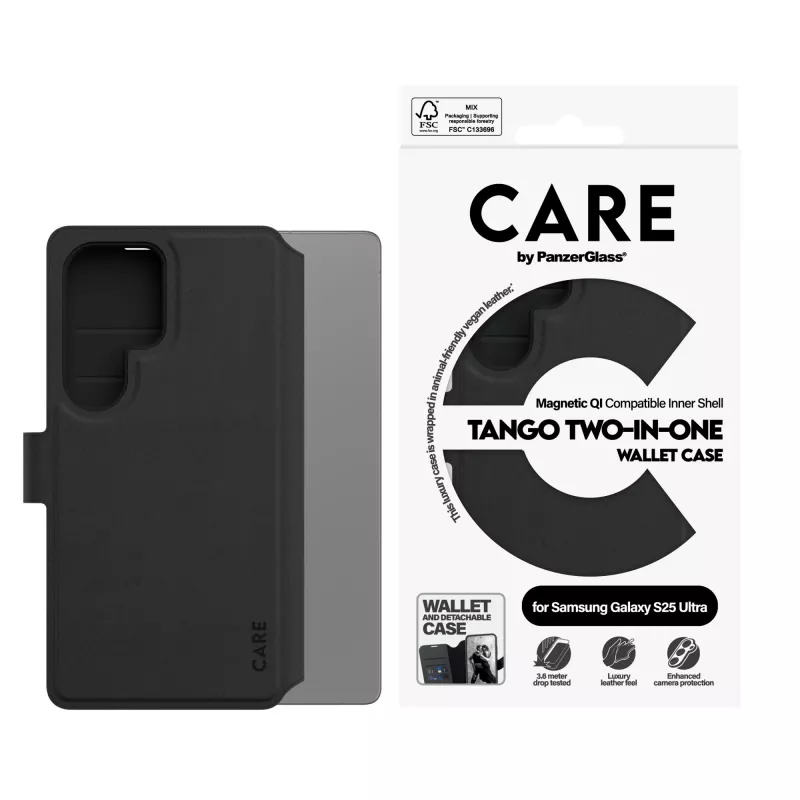 PanzerGlass CARE™ by ® Tango 2-in-1 dėklas su pinigine, suderinamas su Qi, Samsung Galaxy S25 Ultra