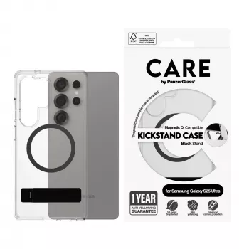 PanzerGlass CARE™ by ® Case Skaidrus su Juodu Stoveliu ir Qi Suderinamumu Samsung Galaxy S25 Ultra