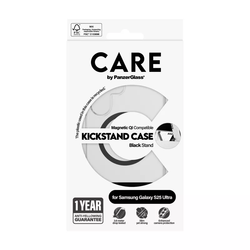 PanzerGlass CARE™ by ® Case Skaidrus su Juodu Stoveliu ir Qi Suderinamumu Samsung Galaxy S25 Ultra