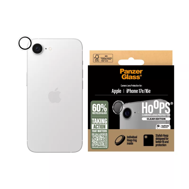 PanzerGlass ® Hoops® fotoaparato lęšio apsauga permatoma iPhone 17e | 16e