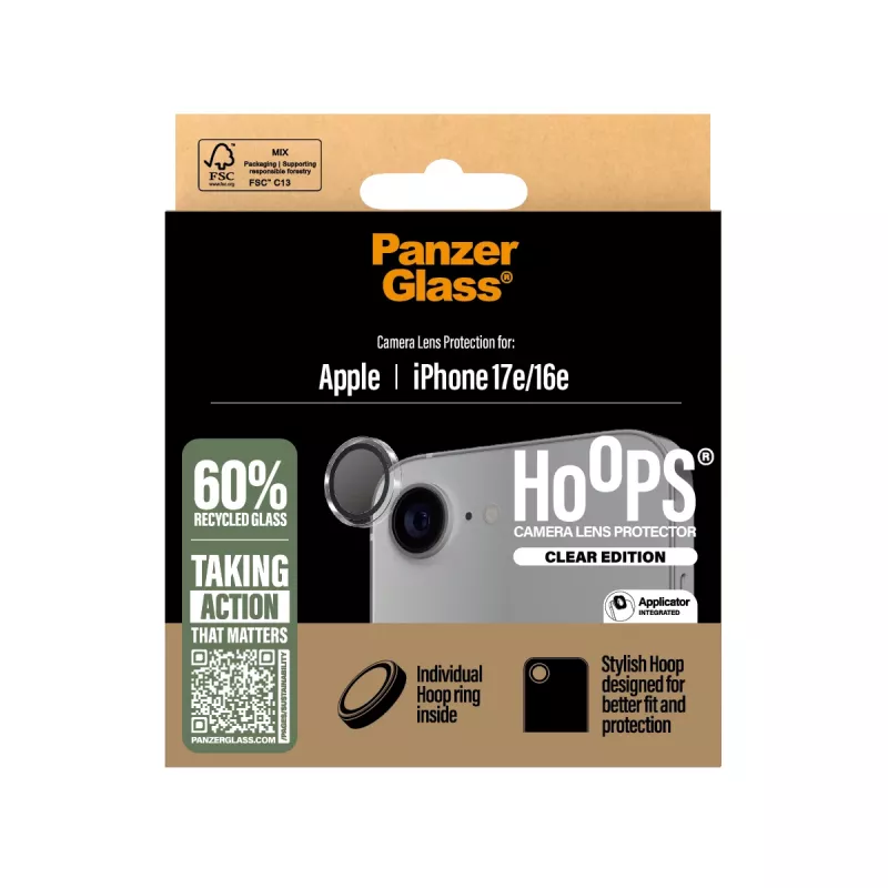 PanzerGlass ® Hoops® fotoaparato lęšio apsauga permatoma iPhone 17e | 16e