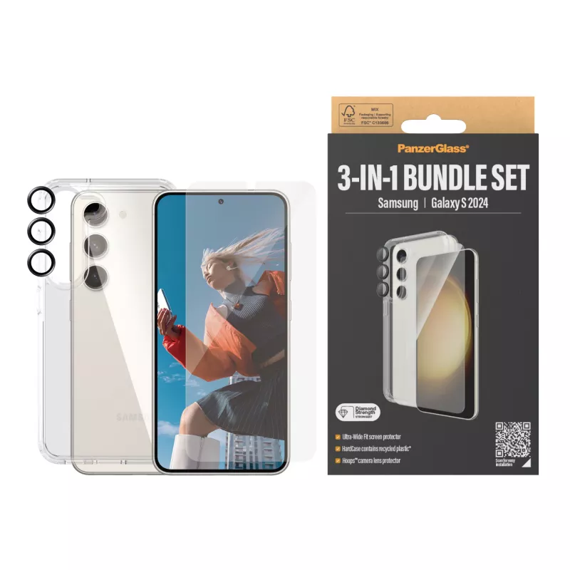PanzerGlass 3-in-1 rinkinys Samsung Galaxy S24 | Ultra-Wide Fit su EasyAligner