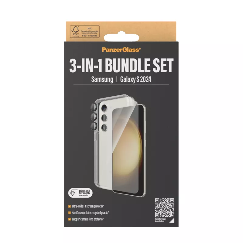 PanzerGlass 3-in-1 rinkinys Samsung Galaxy S24 | Ultra-Wide Fit su EasyAligner