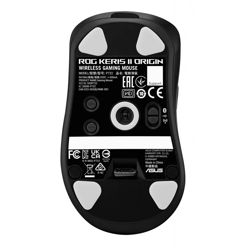 ASUS ROG Keris II Origin BLK pelė žaidimams Dešinė ranka RF belaidis + Bluetooth + USB Type-A Optinė 42000 DPI