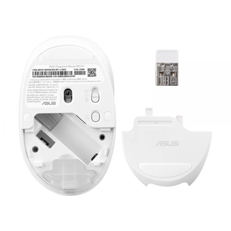 ASUS Fragrance MD101 pelė namams Ambidextrinė RF belaidė + Bluetooth optinė 2400 DPI