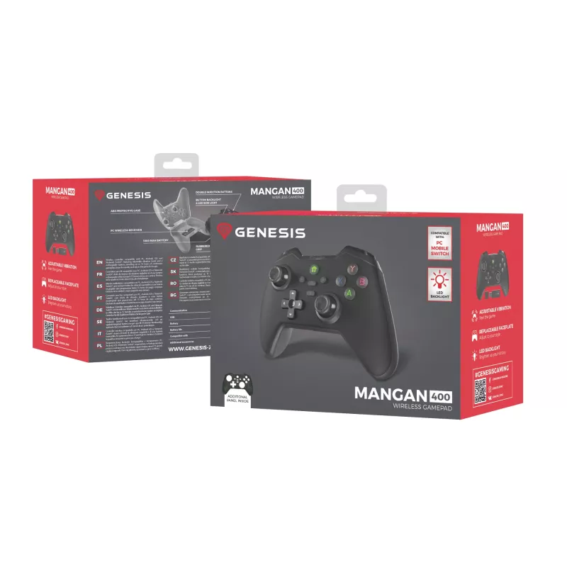 GENESIS Mangan 400 Black belaidis žaidimų pultas, analoginis / skaitmeninis, Android, MAC, Nintendo Switch, PC, iOS
