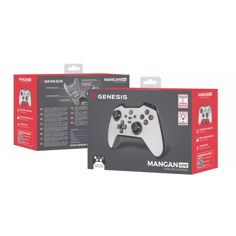 GENESIS Mangan 400 White belaidis žaidimų pultas Analogue / Digital Android, MAC, Nintendo Switch, PC, iOS