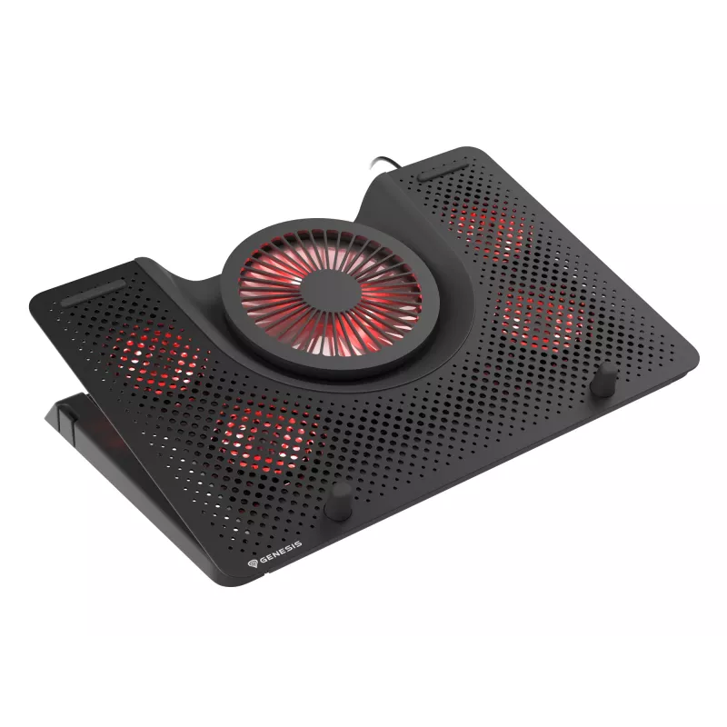 Aušinimo stovas nešiojamam kompiuteriui GENESIS Oxid 550, 43,9 cm (17,3 inch), 5 ventiliatoriai, juodas