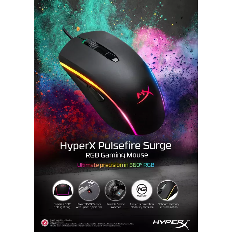 HyperX Pulsefire Surge – žaidimų pelė (juoda)