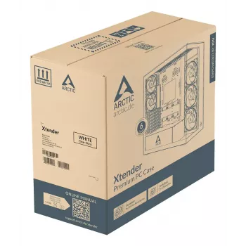 ARCTIC Xtender VG (Balta) Premium E-ATX PC korpusas su vertikaliu GPU montavimu