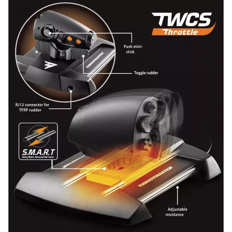 Thrustmaster T-16000M FCS Flight Pack – juodas USB joystickas, analoginis / skaitmeninis, MAC, PC