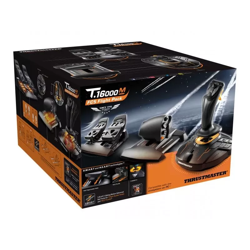 Thrustmaster T-16000M FCS Flight Pack – juodas USB joystickas, analoginis / skaitmeninis, MAC, PC