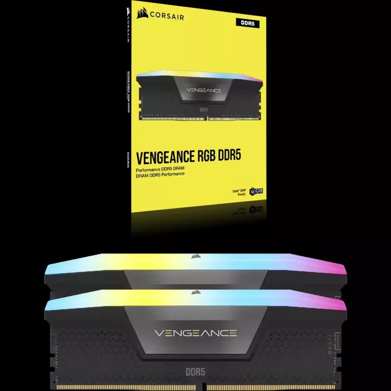 CORSAIR Vengeance RGB 32GB (2x16GB) DDR5 6400MHz CL36 atminties rinkinys – juodas