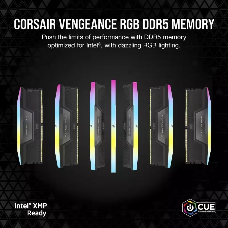 CORSAIR Vengeance RGB 32GB (2x16GB) DDR5 6400MHz CL36 atminties rinkinys – juodas