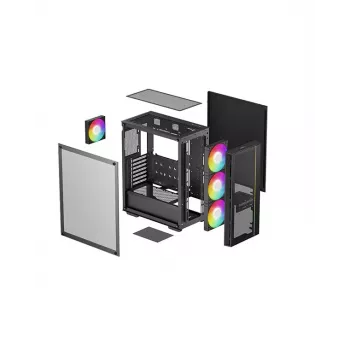 DeepCool MATREXX 55 MESH V4 C vidutinio dydžio (Midi Tower) kompiuterio korpusas, ATX, grūdintas stiklas, be maitinimo bloko, juodas