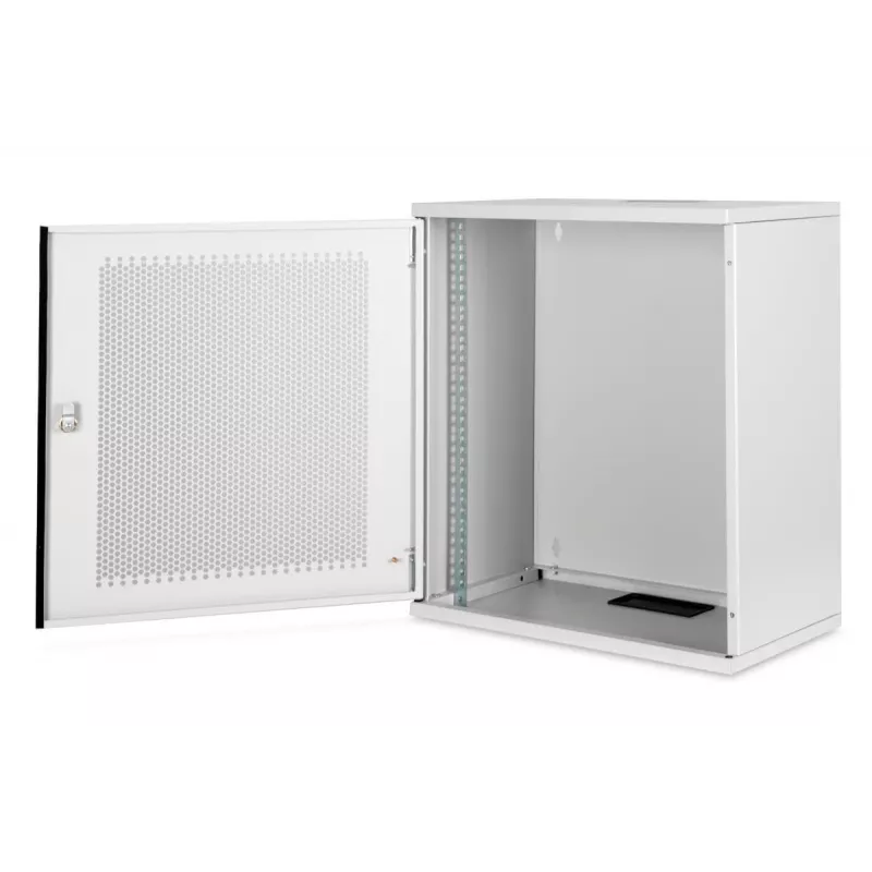 DIGITUS 12U sieninis spintos korpusas, SOHO, nesurinktas 595x540x400 mm, perforuotos priekinės durelės, pilka